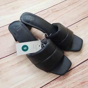 NEW A New Day Heeled Mules Womens Size 9 Sandals Black Padded Square‎ Toe Slides